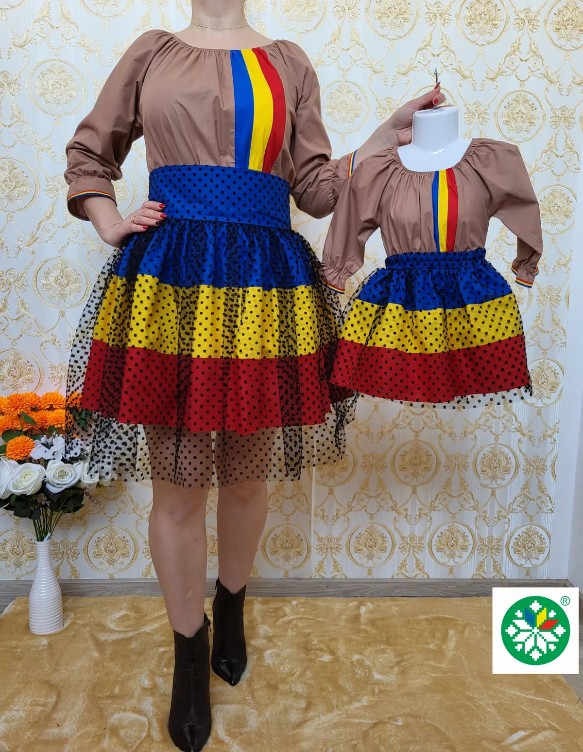 Set mama-fiica compleuri tricolor