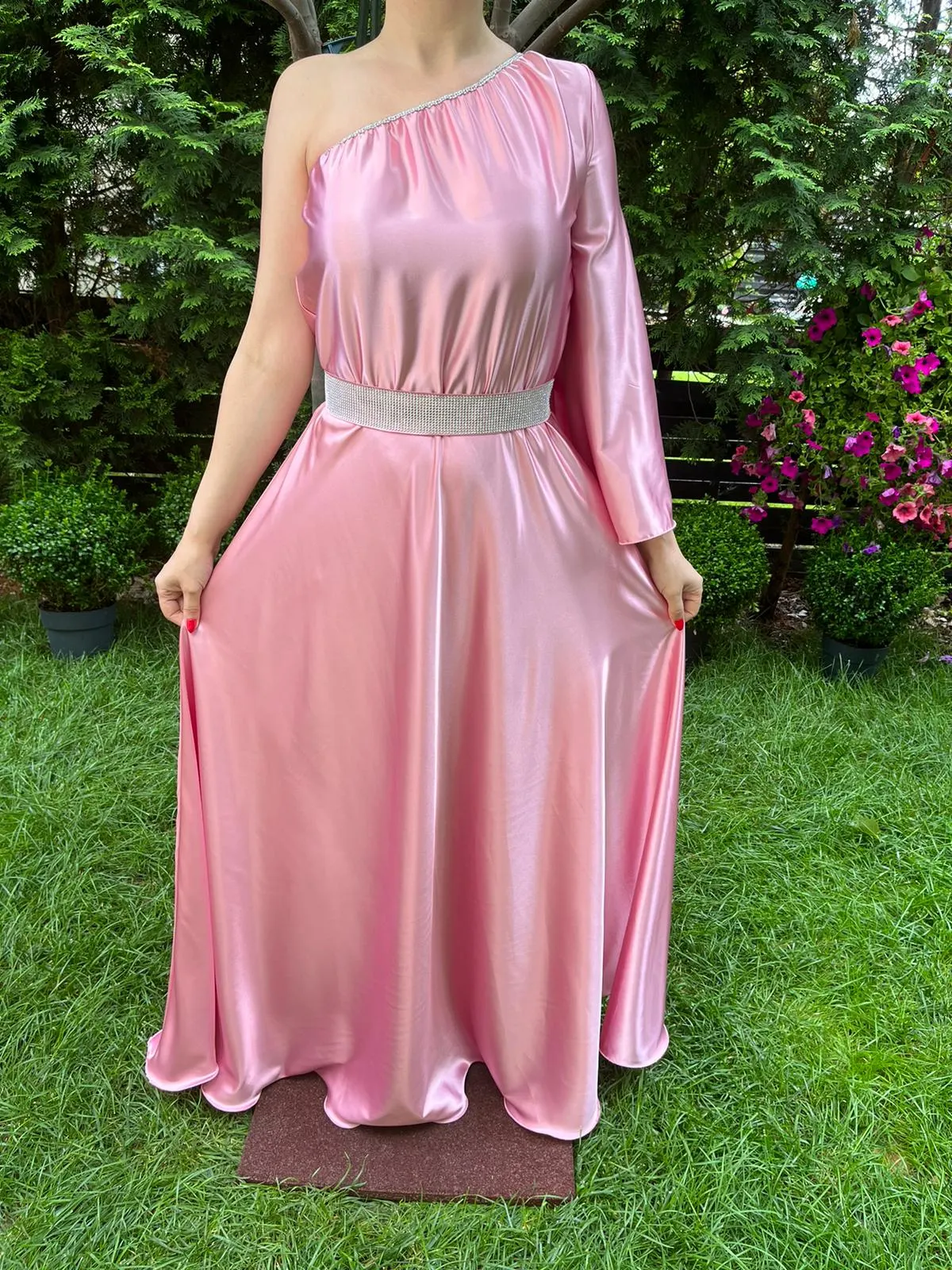 Rochie lunga Aurora roz