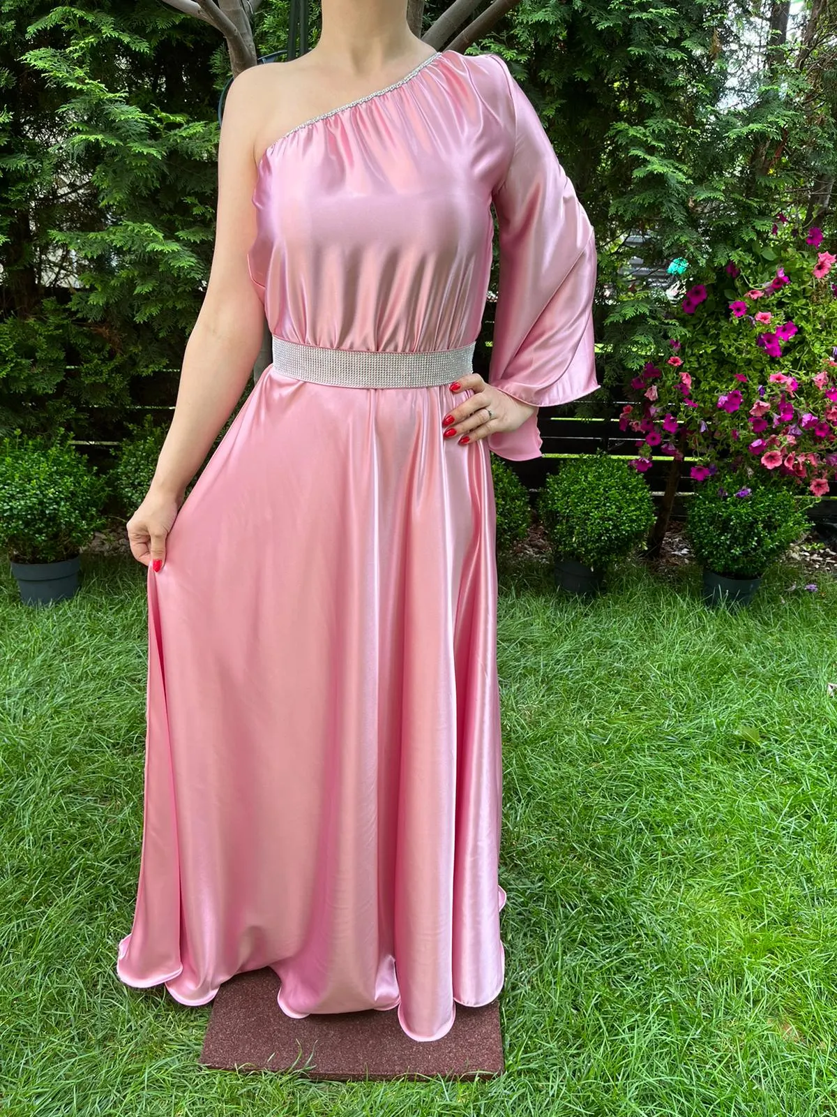 Rochie lunga Aurora roz