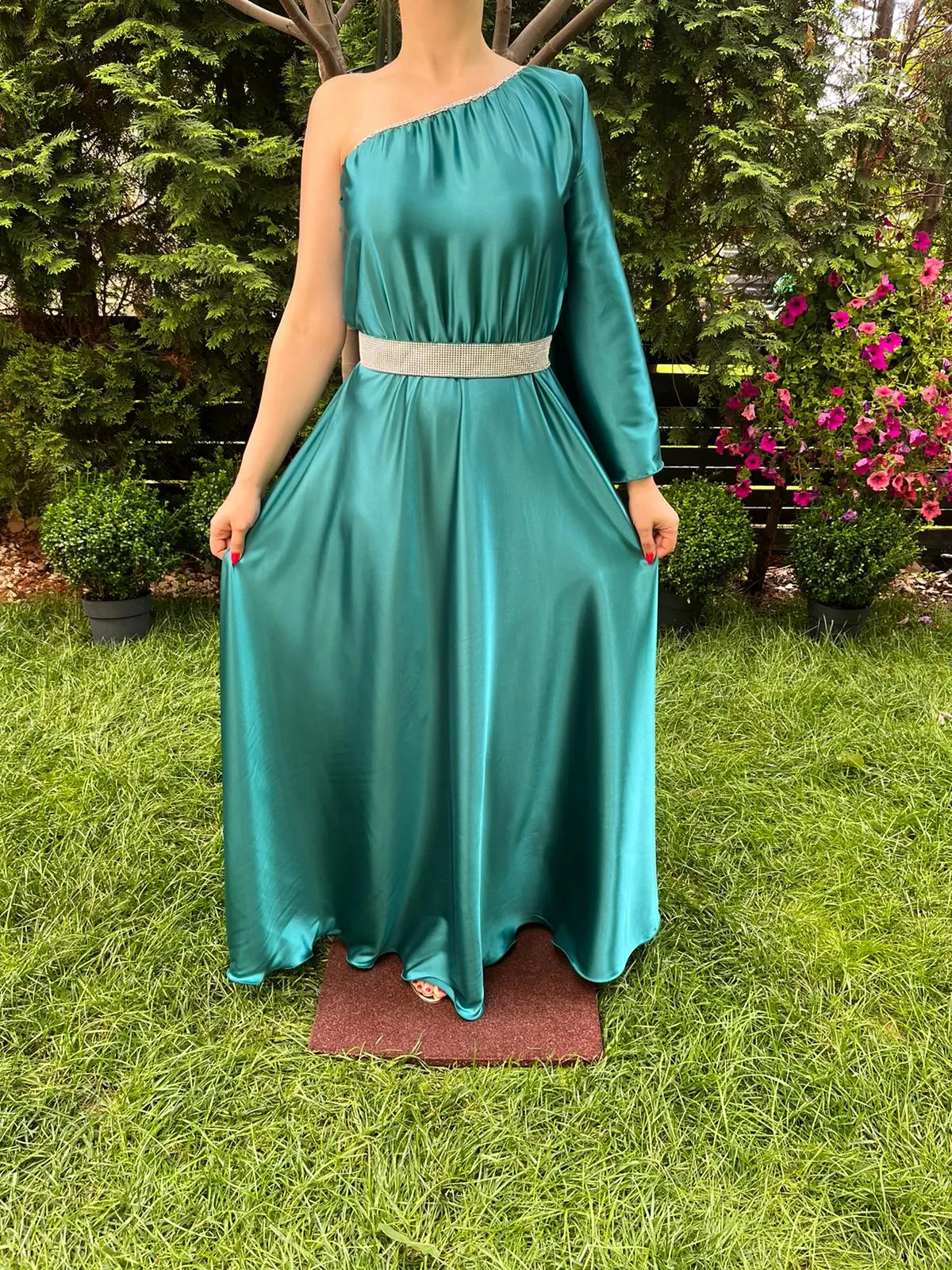 Rochie lunga Aurora verde