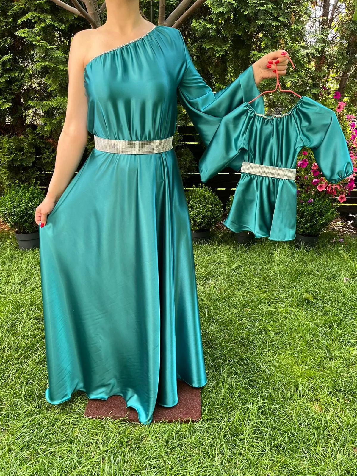 Rochie lunga Aurora verde