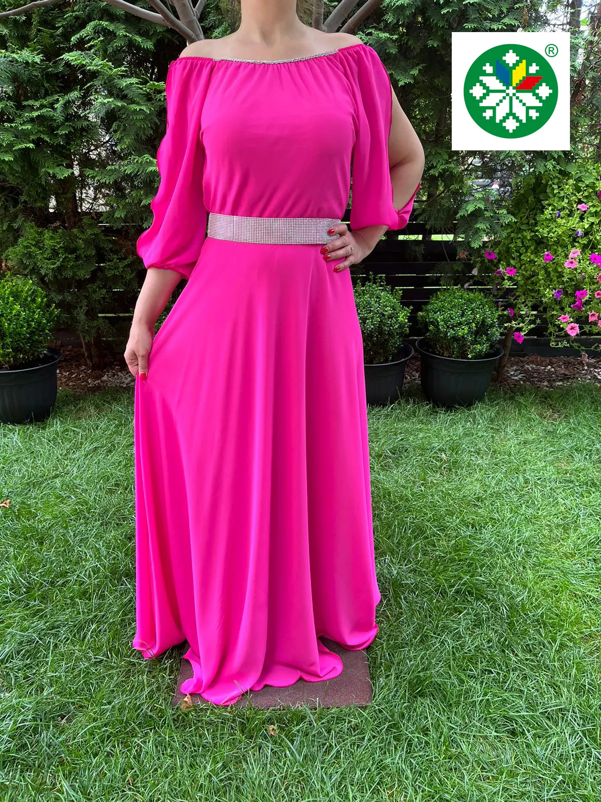 Rochie lunga Ecaterina fucsia
