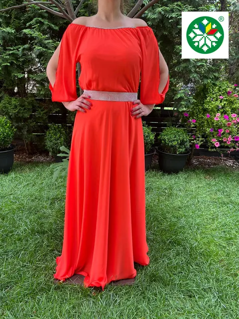 Rochie lunga Ecaterina portocalie