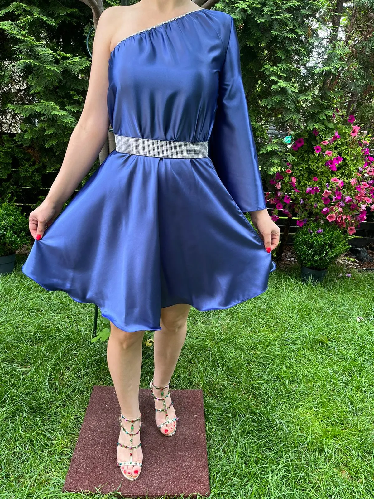 Rochie scurta Aurora albastra