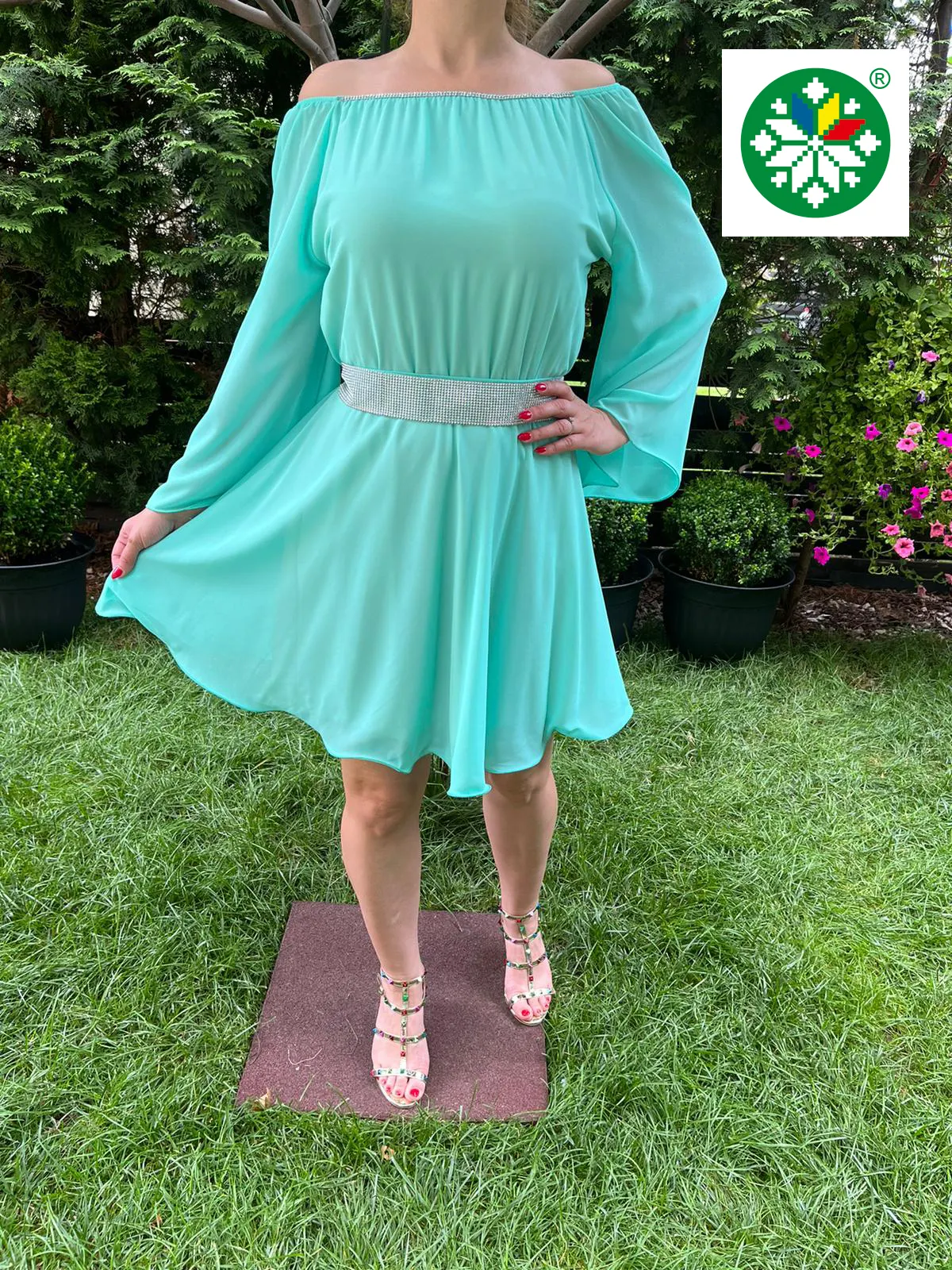 Rochie scurta Ecaterina turquoise