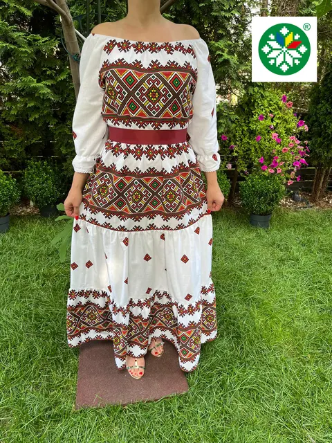 Rochie traditionala volane lunga Liliana