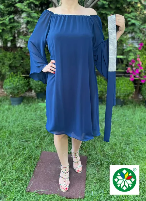 Rochie voal Cati bleumarin