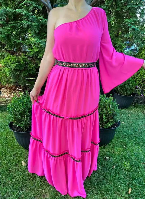 Rochie volane Sonia fucsia