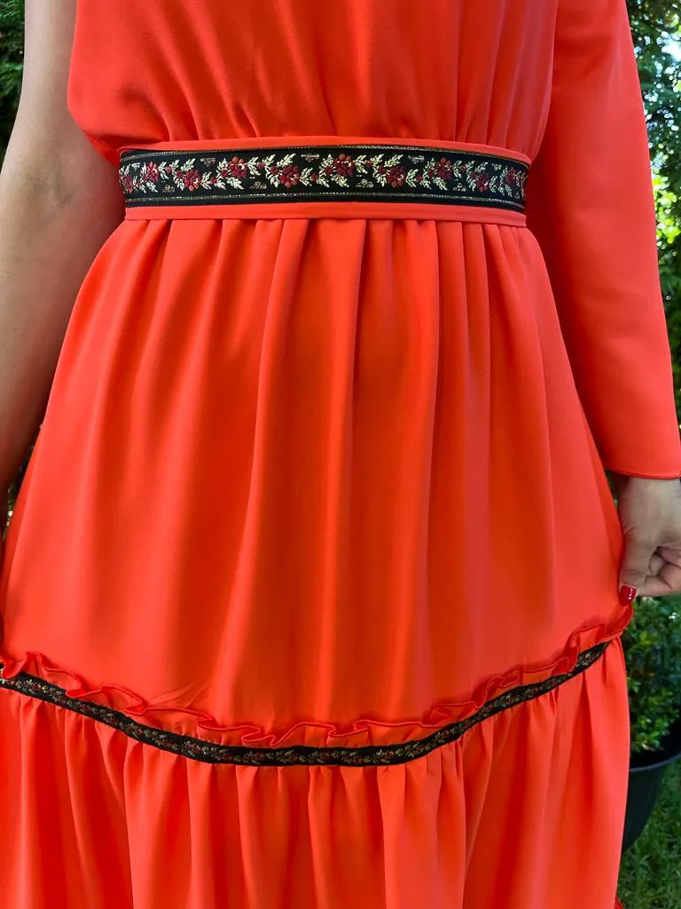 Rochie volane Sonia portocalie