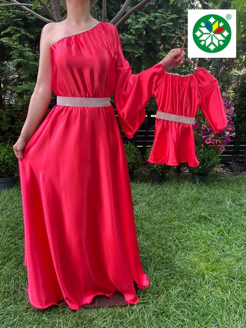 Set rochie lunga Aurora rosie
