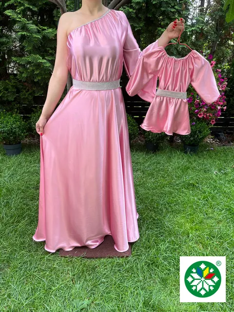 Set rochie lunga Aurora roz