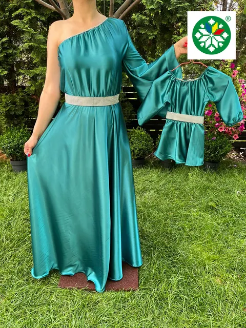 Set rochie lunga Aurora verde