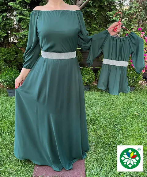 Set rochie lunga Ecaterina verde