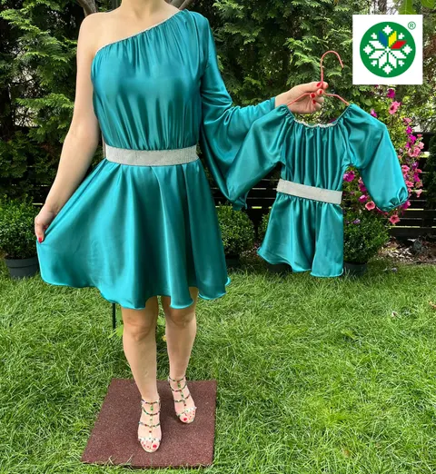 Set rochie scurta Aurora verde