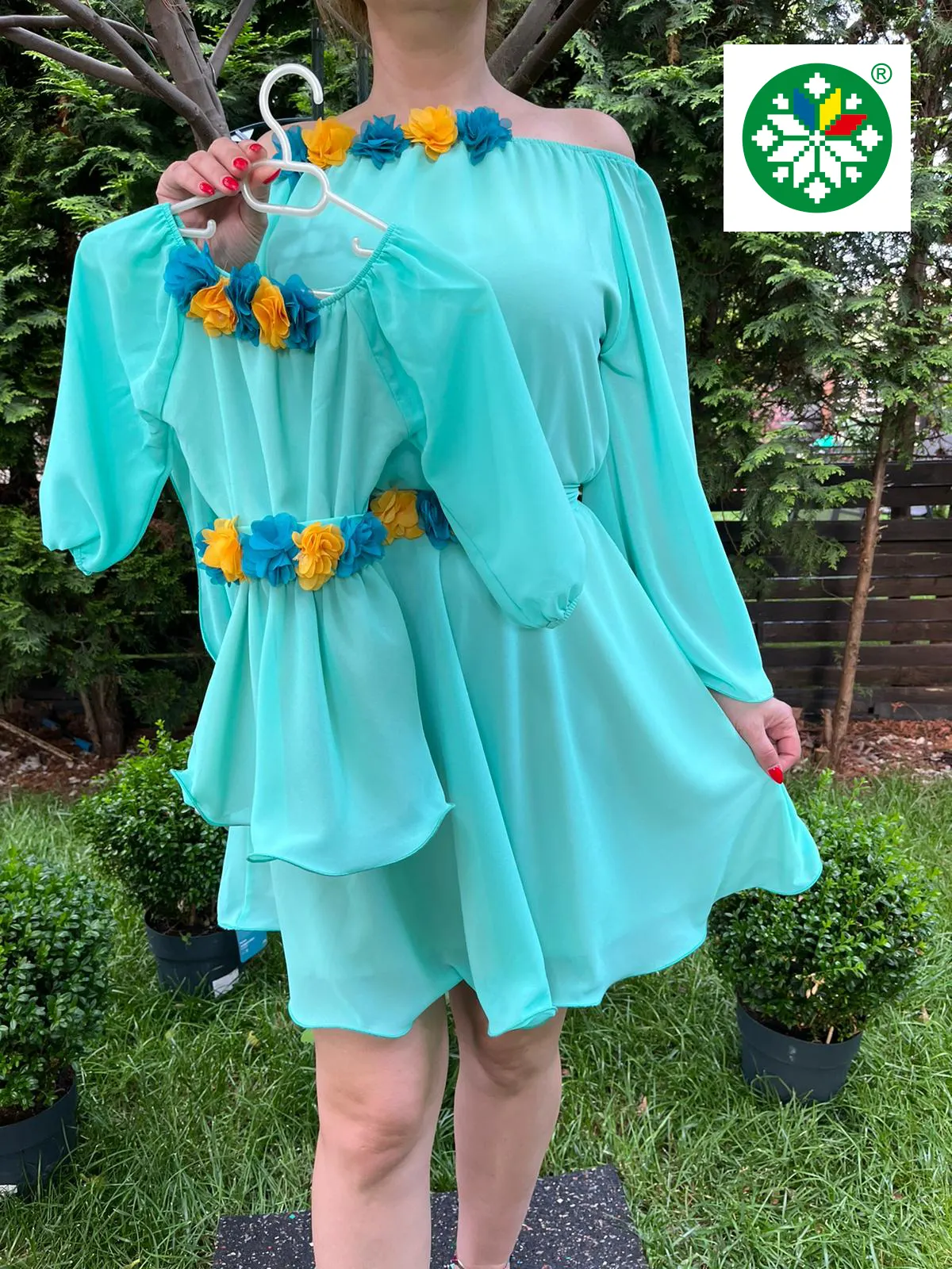 Set rochie scurta Cosanzeana turquoise